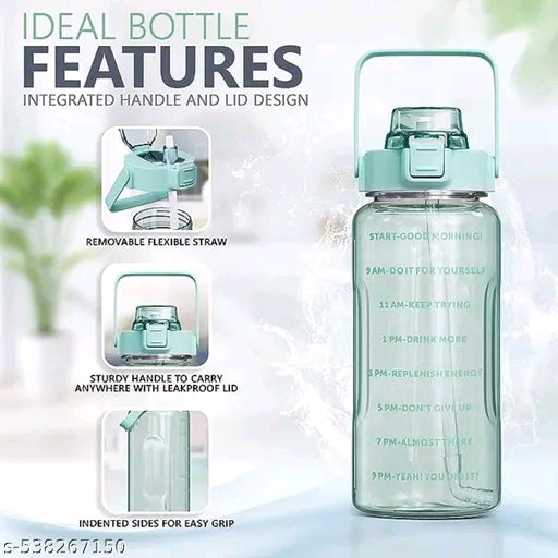 2L Motivational Water Bottle with Time Marker Transparent, Leak-Proof, and Break-Proof Office, School, College,Travel Bottle BPA-Free Sport Bottle(PINK)
