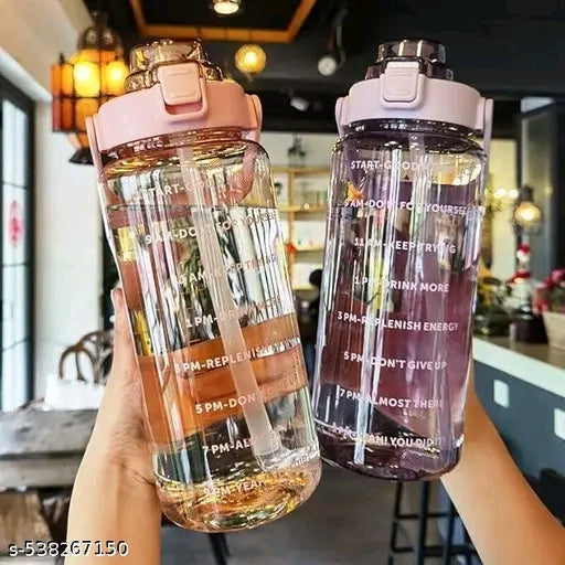 2L Motivational Water Bottle with Time Marker Transparent, Leak-Proof, and Break-Proof Office, School, College,Travel Bottle BPA-Free Sport Bottle(PINK)
