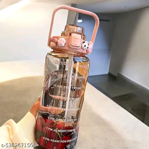 2L Motivational Water Bottle with Time Marker Transparent, Leak-Proof, and Break-Proof Office, School, College,Travel Bottle BPA-Free Sport Bottle(PINK)